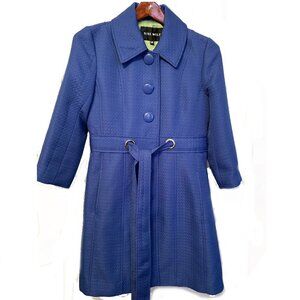 Nine West Cobalt Blue HoneyComb Trench Lined Spring Coat